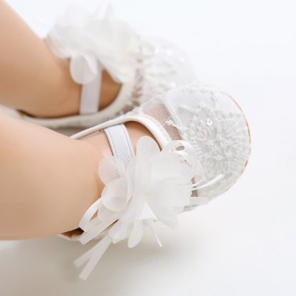 Solid Rosette Round Toe Flats - White - 12-18M - image 2