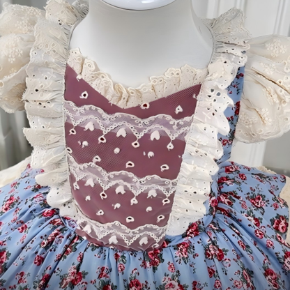 100% Cotton Stitching Lace Cap Sleeve Short Dresses - image 9