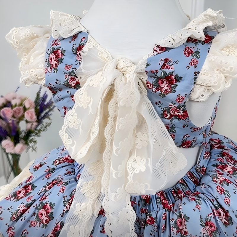 100% Cotton Stitching Lace Cap Sleeve Short Dresses - image 10