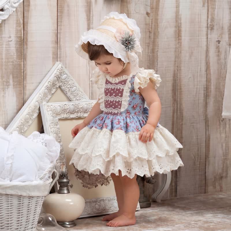 100% Cotton Stitching Lace Cap Sleeve Short Dresses - image 6