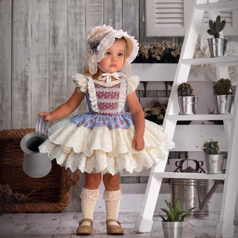 100% Cotton Stitching Lace Cap Sleeve Short Dresses - image 8