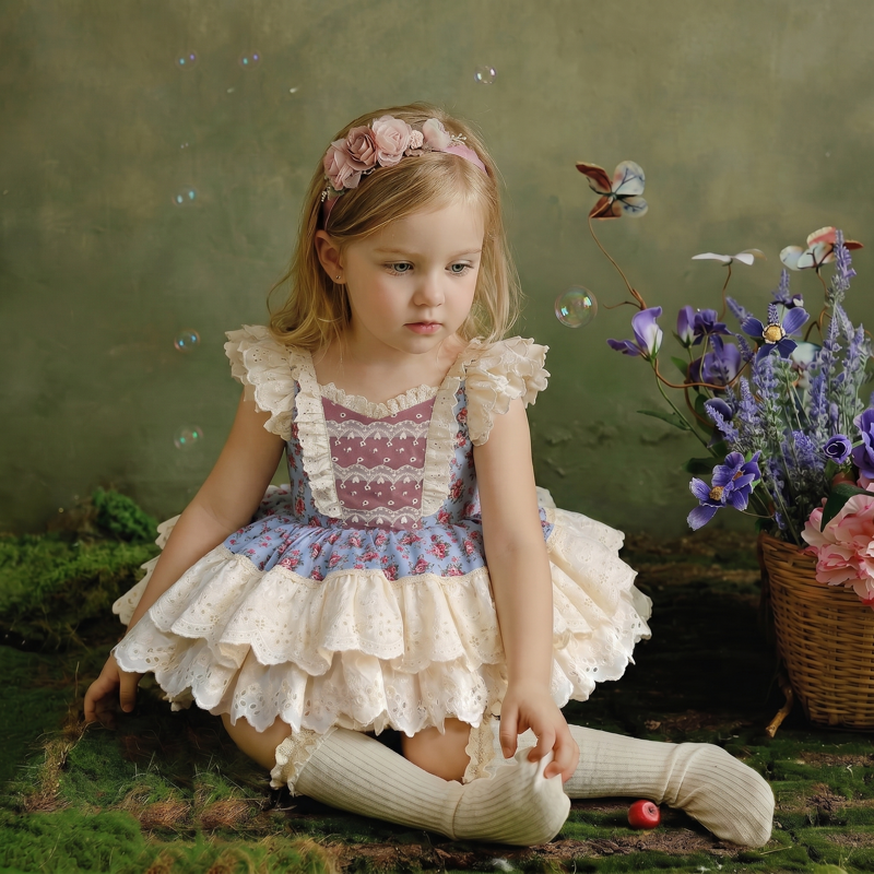 100% Cotton Stitching Lace Cap Sleeve Short Dresses - image 2