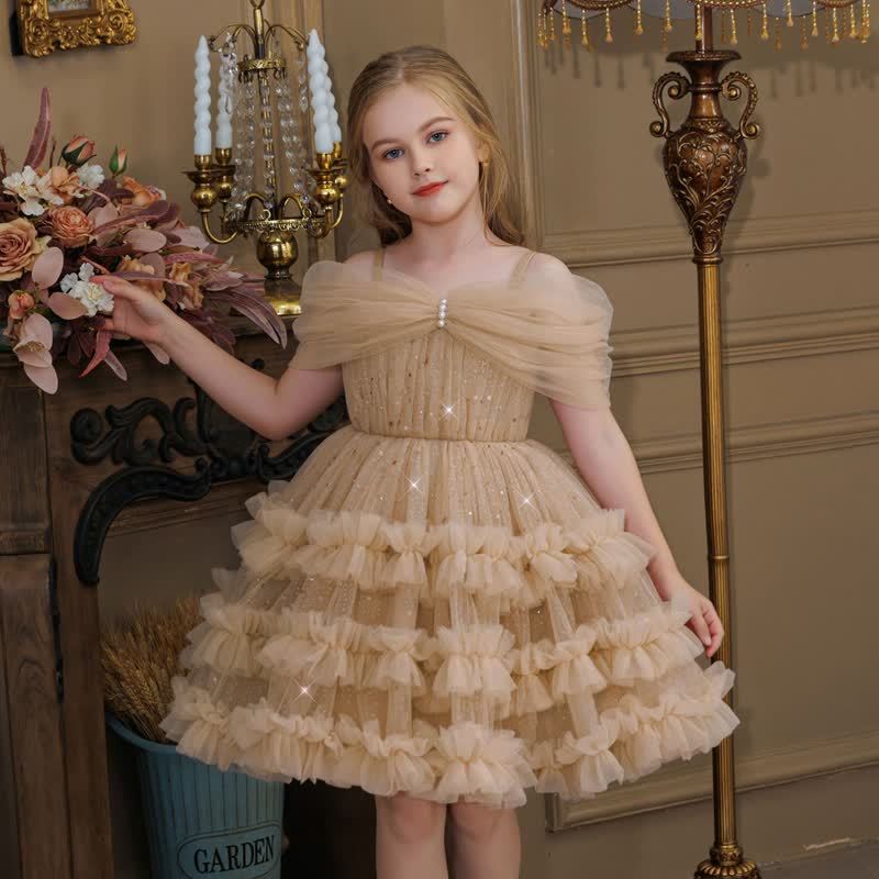 Mesh Split Joint Sleeveless Midi Dresses - Khaki - 8Y - image 11