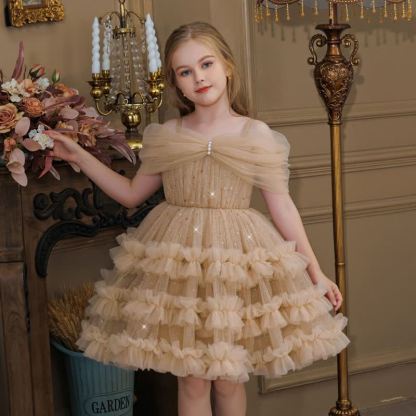 Mesh Split Joint Sleeveless Midi Dresses - Khaki - 8Y - image 11
