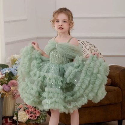 Mesh Split Joint Sleeveless Midi Dresses - Mint Green - 8Y - image 10