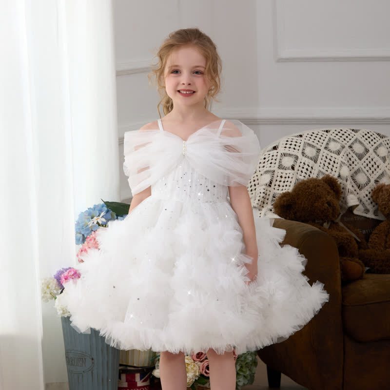 Mesh Split Joint Sleeveless Midi Dresses - White - 8Y - image 9