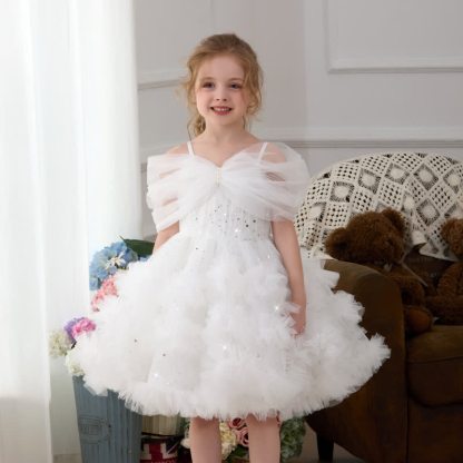 Mesh Split Joint Sleeveless Midi Dresses - White - 8Y - image 9