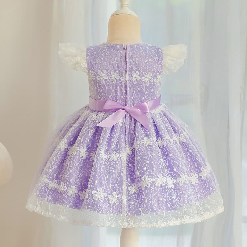 Lace Bow Cap Sleeve Midi Dresses - image 3
