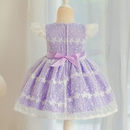 Lace Bow Cap Sleeve Midi Dresses - image 3