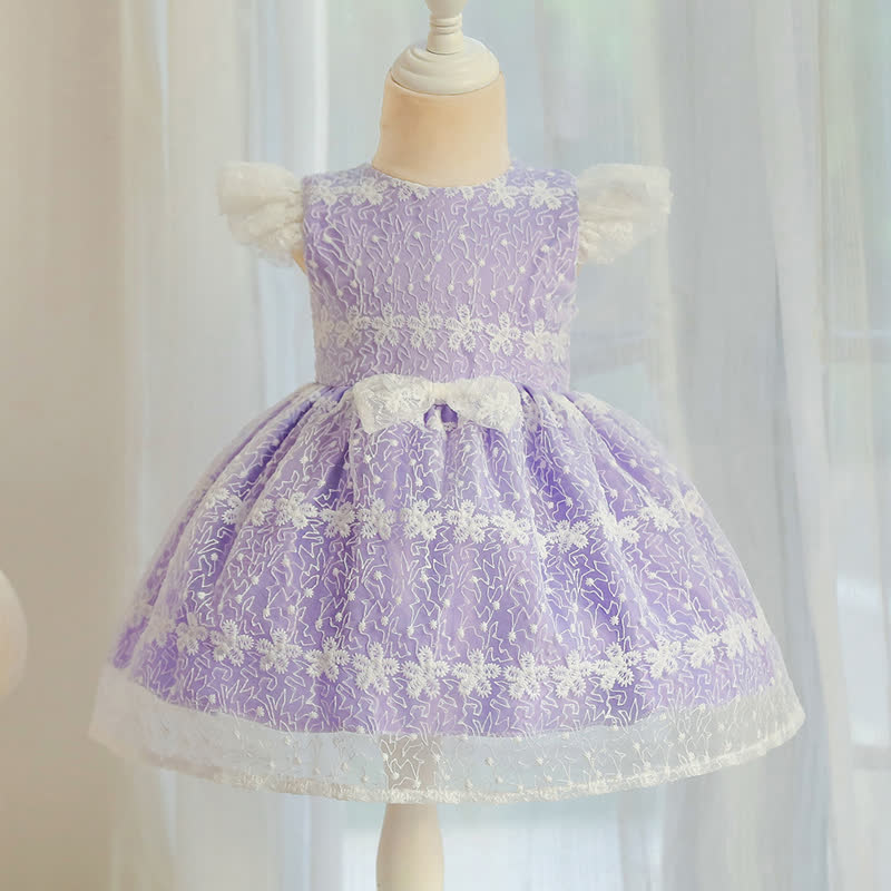 Lace Bow Cap Sleeve Midi Dresses - image 2