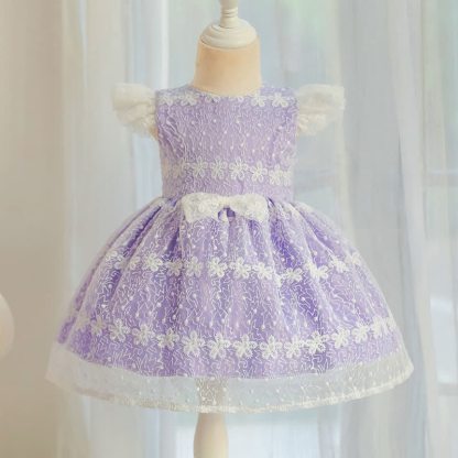 Lace Bow Cap Sleeve Midi Dresses - image 2