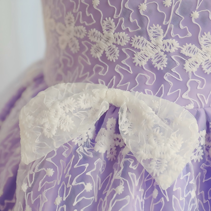 Lace Bow Cap Sleeve Midi Dresses - image 6
