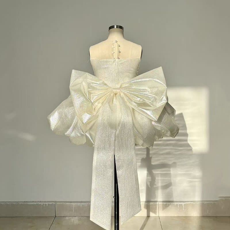 Chemical Fiber Blend Bow Sleeveless Midi Dresses - image 2