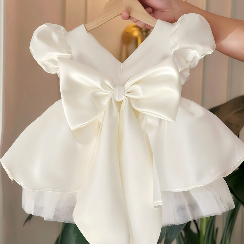 Satin Bow Short Sleeve Midi Dresses - image 10