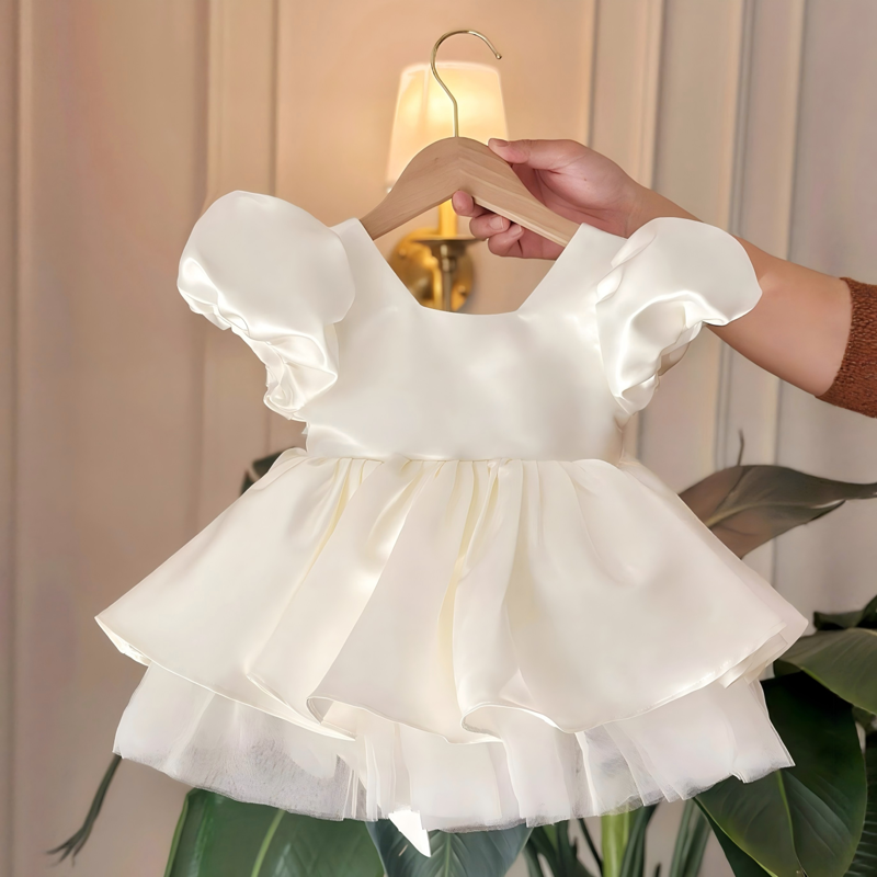 Satin Bow Short Sleeve Midi Dresses - image 8