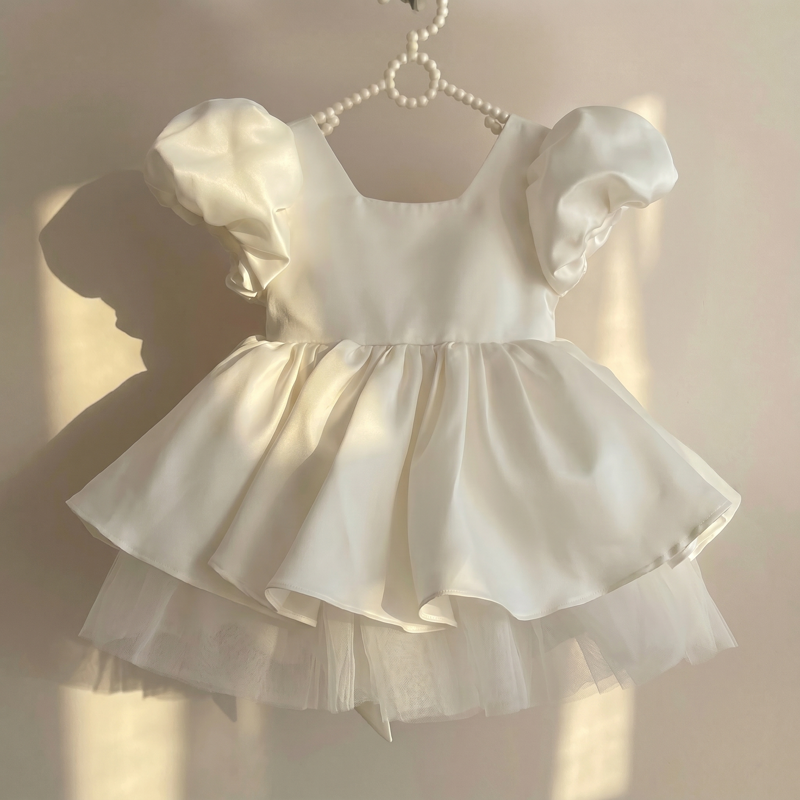 Satin Bow Short Sleeve Midi Dresses - image 4