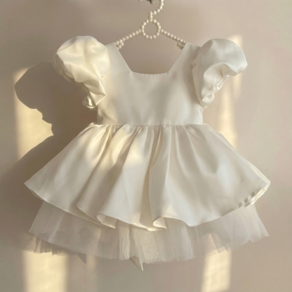 Satin Bow Short Sleeve Midi Dresses - image 4