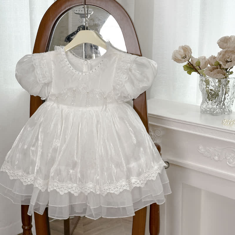 Organza Lace Edge Short Sleeve Midi Dresses - image 4
