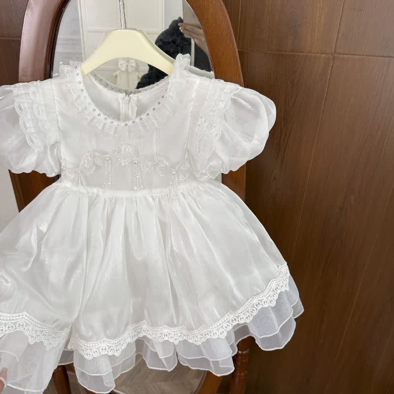 Organza Lace Edge Short Sleeve Midi Dresses - image 5