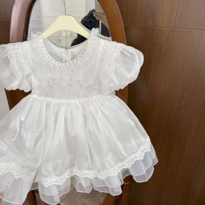 Organza Lace Edge Short Sleeve Midi Dresses - image 5