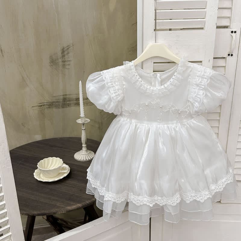 Organza Lace Edge Short Sleeve Midi Dresses - image 2