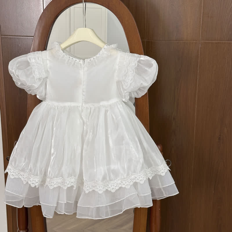 Organza Lace Edge Short Sleeve Midi Dresses - image 3