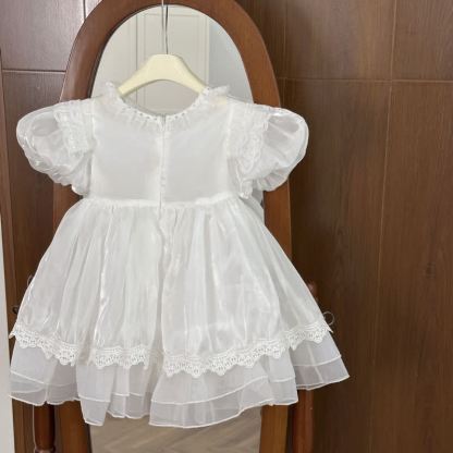 Organza Lace Edge Short Sleeve Midi Dresses - image 3