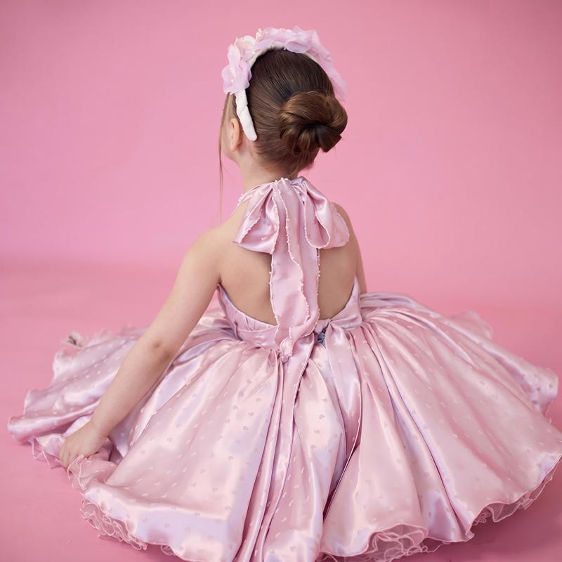 Satin Backless Sleeveless Midi Dresses - Pink - 5Y - image 1