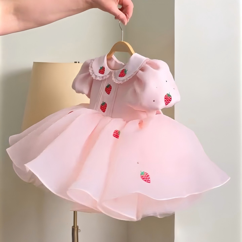 Organza Short Sleeve Short Dresses - image 4