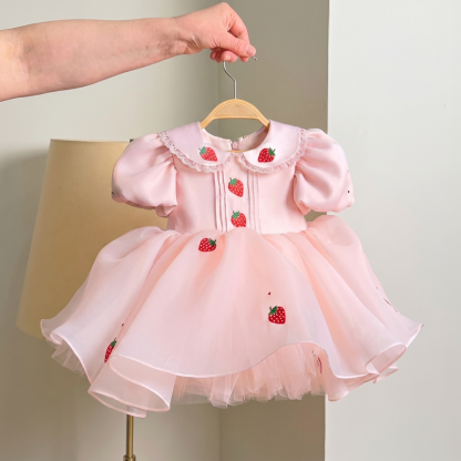 Organza Short Sleeve Short Dresses - image 2