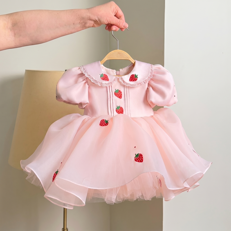 Organza Short Sleeve Short Dresses - image 2