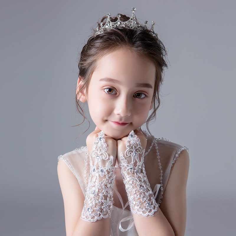 Solid Sequins Gloves - Ivory - One size - image 1