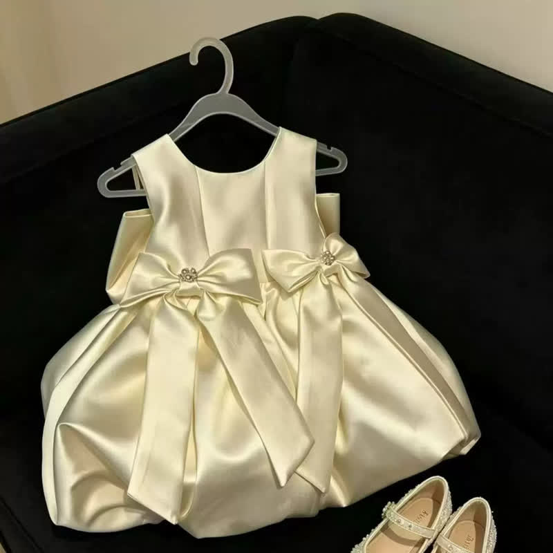 Satin Bow Sleeveless Midi Dresses - image 2