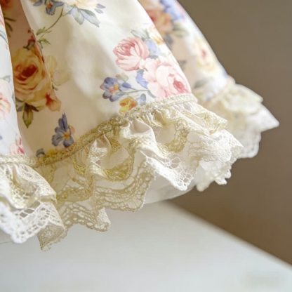 Polyester Cotton Lace Edge Short Sleeve Short Dresses - image 6