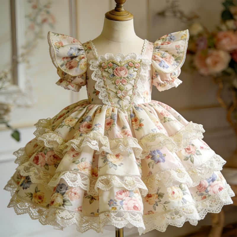Polyester Cotton Lace Edge Short Sleeve Short Dresses - image 4