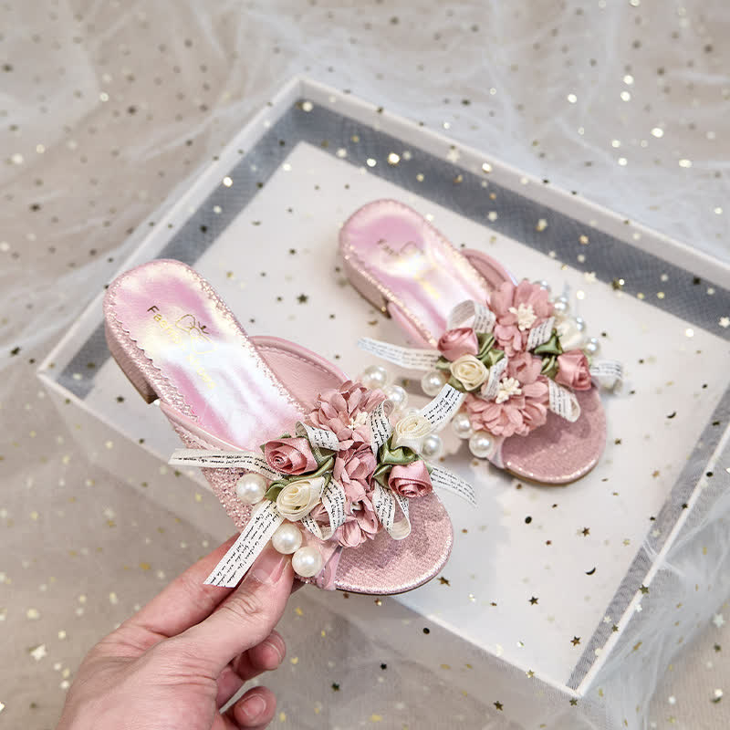Solid Rosette Open Toe Slippers - image 3