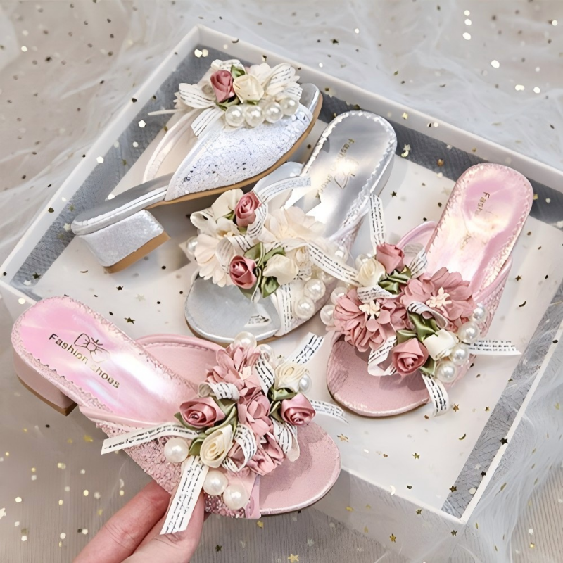 Solid Rosette Open Toe Slippers - image 1