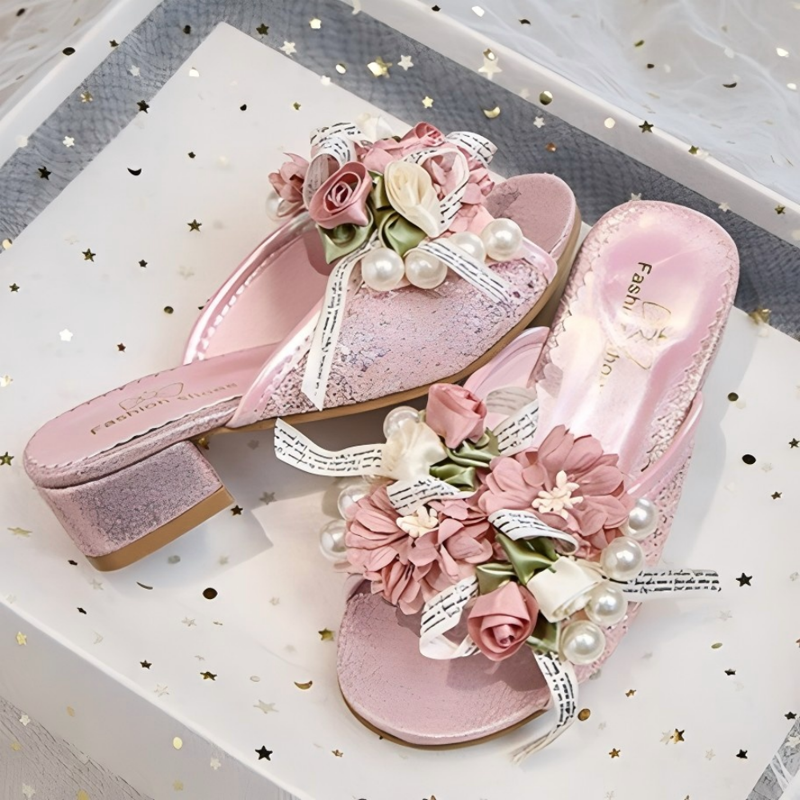 Solid Rosette Open Toe Slippers - image 4