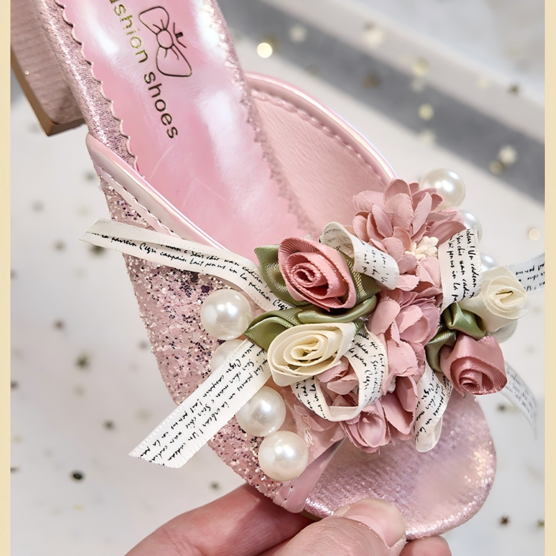 Solid Rosette Open Toe Slippers - image 6