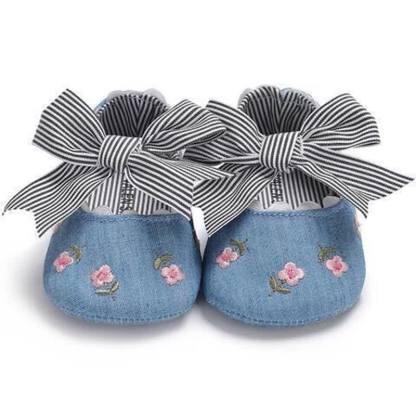 Floral Bow Round Toe Flats  - Sky Blue - 12-18M - image 4