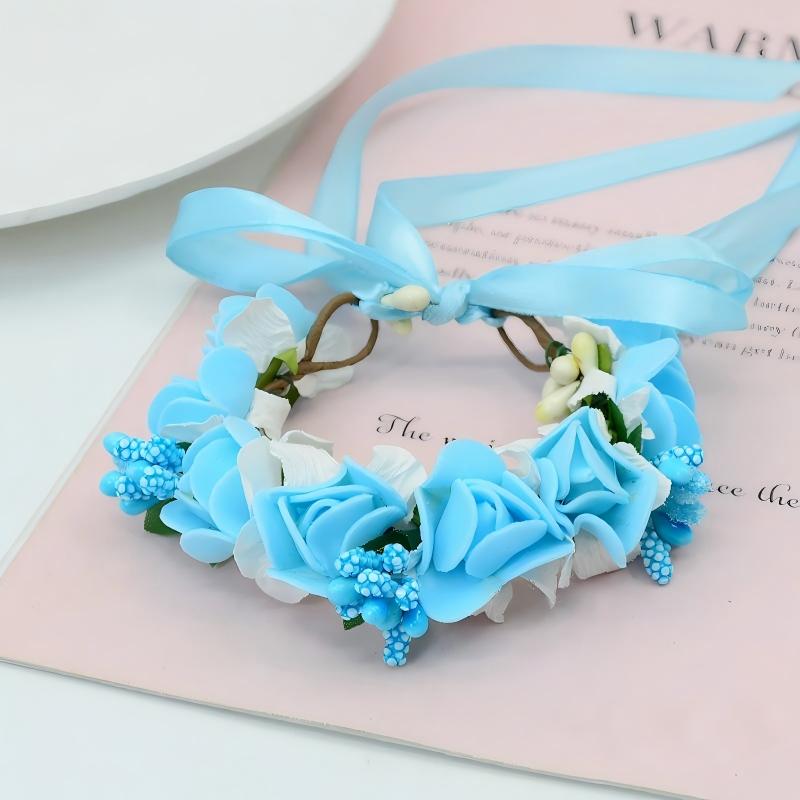 Solid Rosette Wrist Corsage - Blue - 17CM - image 13