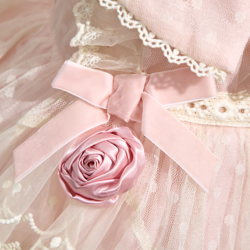 Mesh Rosette  Lace Edge Sleeveless Midi Dresses - image 7