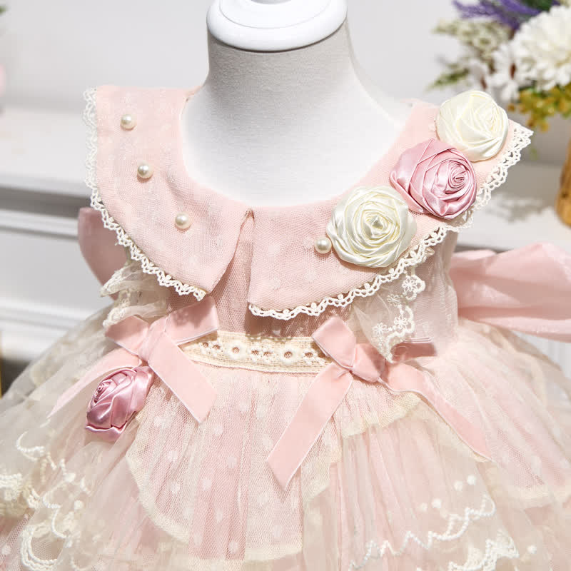 Mesh Rosette  Lace Edge Sleeveless Midi Dresses - image 4