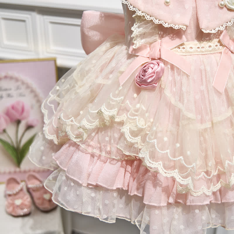 Mesh Rosette  Lace Edge Sleeveless Midi Dresses - image 5