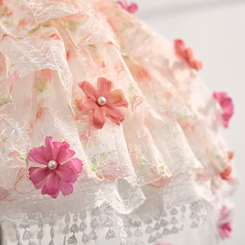 Mesh Rosette Lace Edge Sleeveless Midi Dresses - image 7