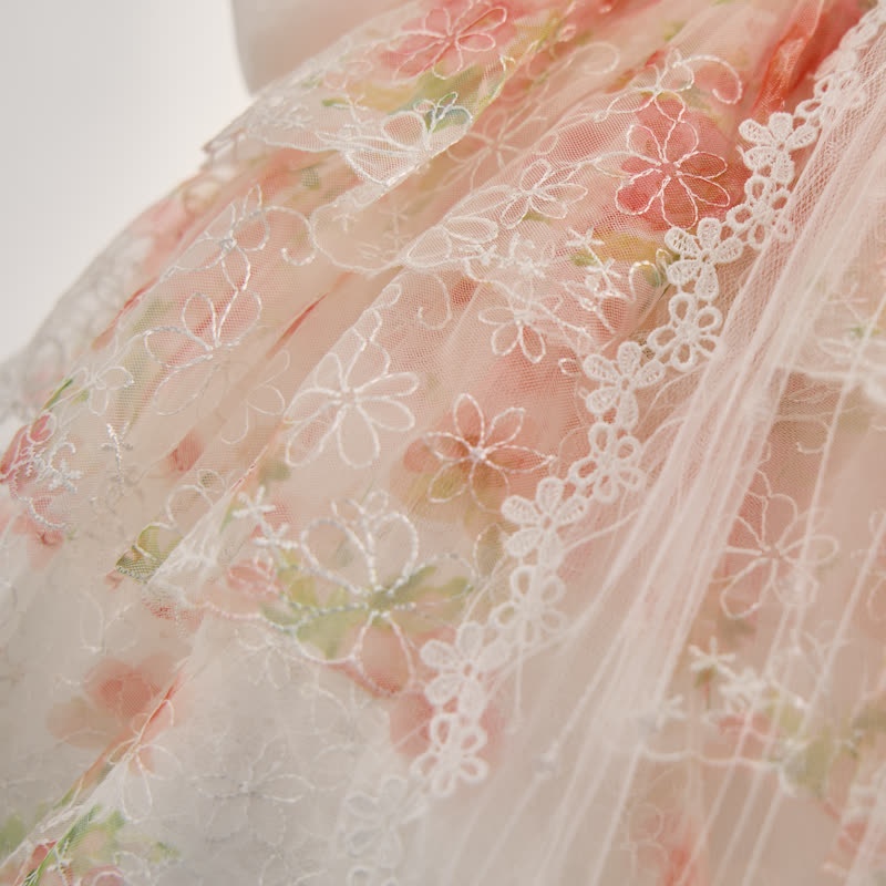Mesh Rosette Lace Edge Sleeveless Midi Dresses - image 9