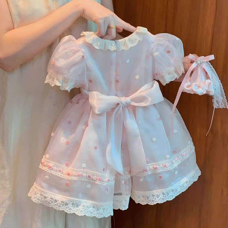 Organza Stitching Lace Short Sleeve Midi Dresses - image 6