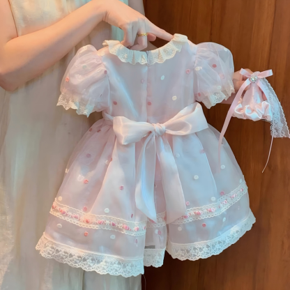 Organza Stitching Lace Short Sleeve Midi Dresses - image 6