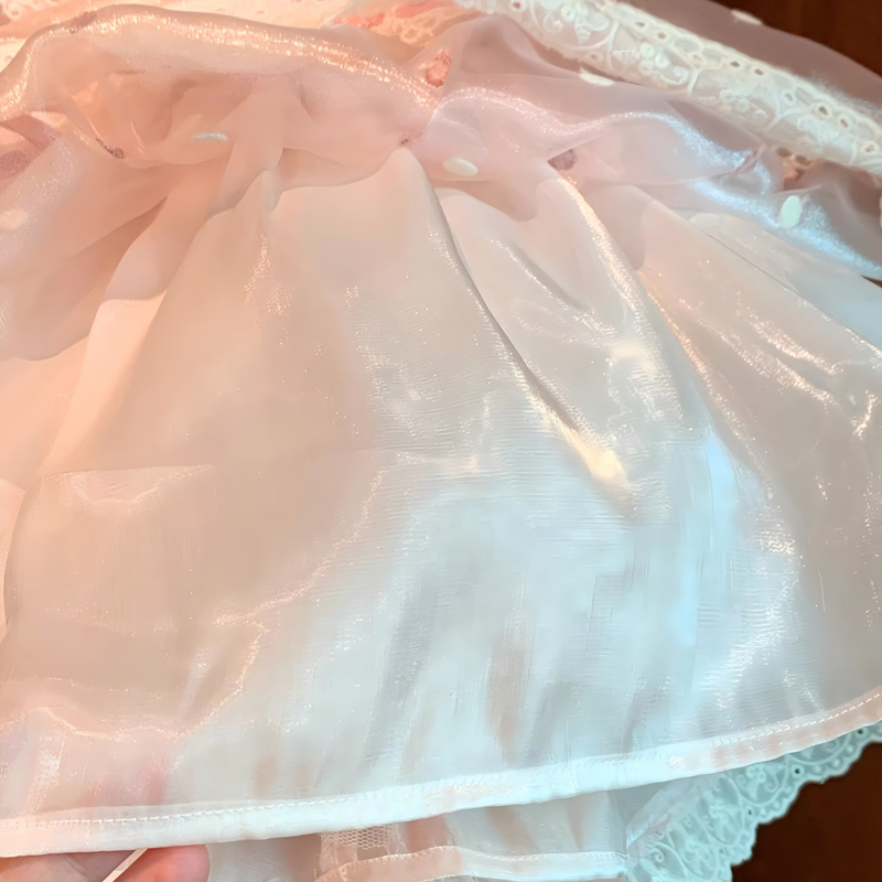 Organza Stitching Lace Short Sleeve Midi Dresses - image 11