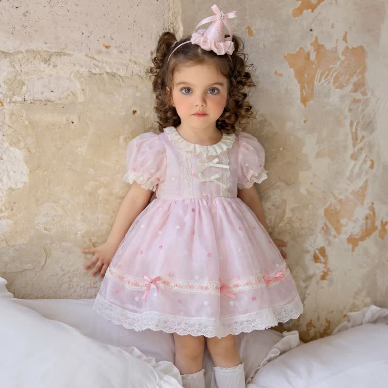 Organza Stitching Lace Short Sleeve Midi Dresses - image 3